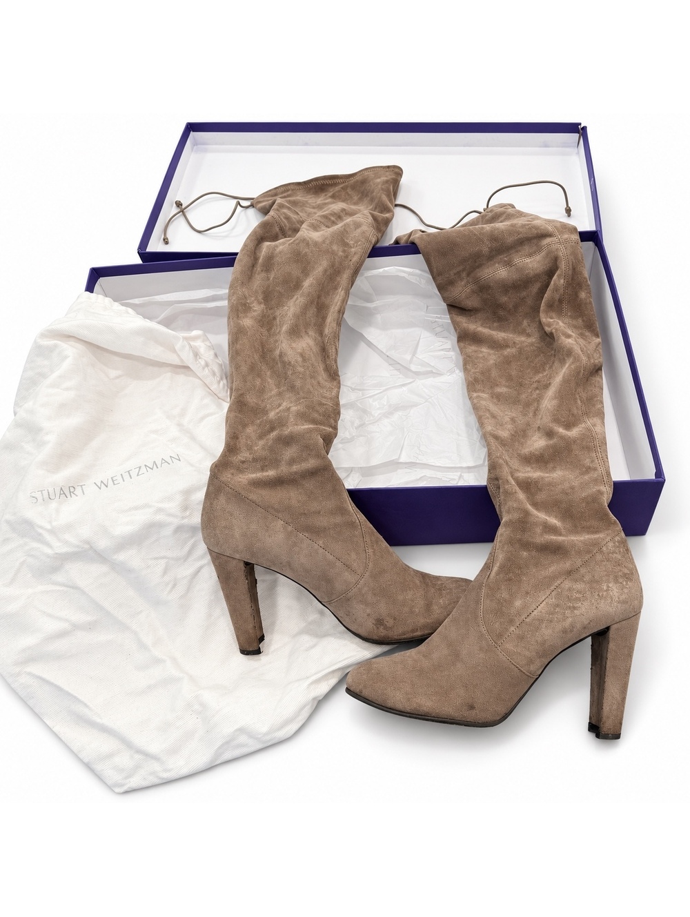 Stuart Weitzman Highland Topo Suede Knee-High Boots Size 8